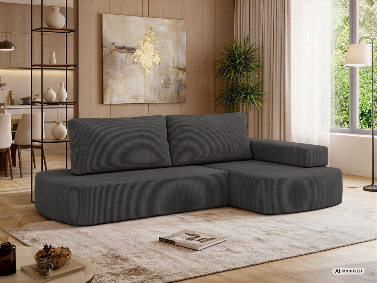 ROHOVÁ SEDAČKA LIRENA L Manšester Antracitová - Vpravo - antracitová, textil (260/160cm) - MKS