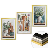 WANDBILDER 3er Set - 40x60 cm Goldrahmen - Küchenaccessoires auf pflanzlicher Basis - Goldfarben, Kunststoff (40/60cm) - ArtPrintCave