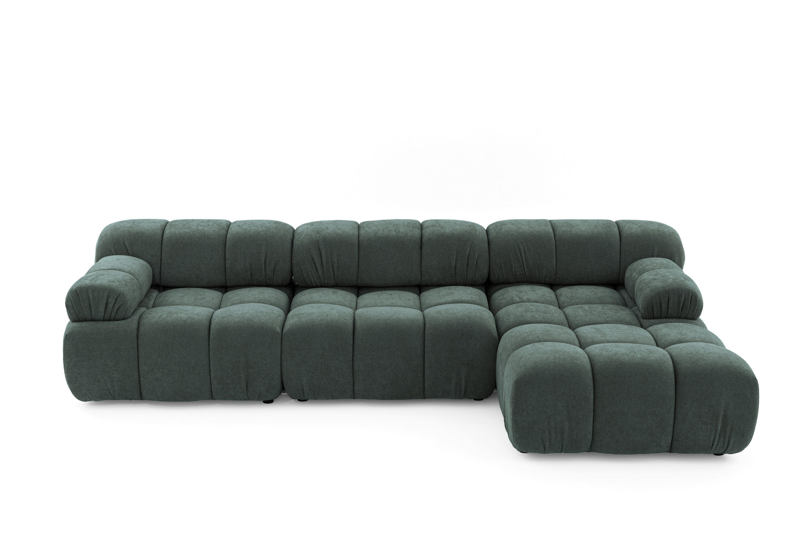 MODULARES Ecksofa MOMENTUM L, Rechts, Breite 282 cm, strukturierter Stoff, Blaugrau - Chromfarben/Blaugrau, Holz/Textil (155/282cm) - Muffo
