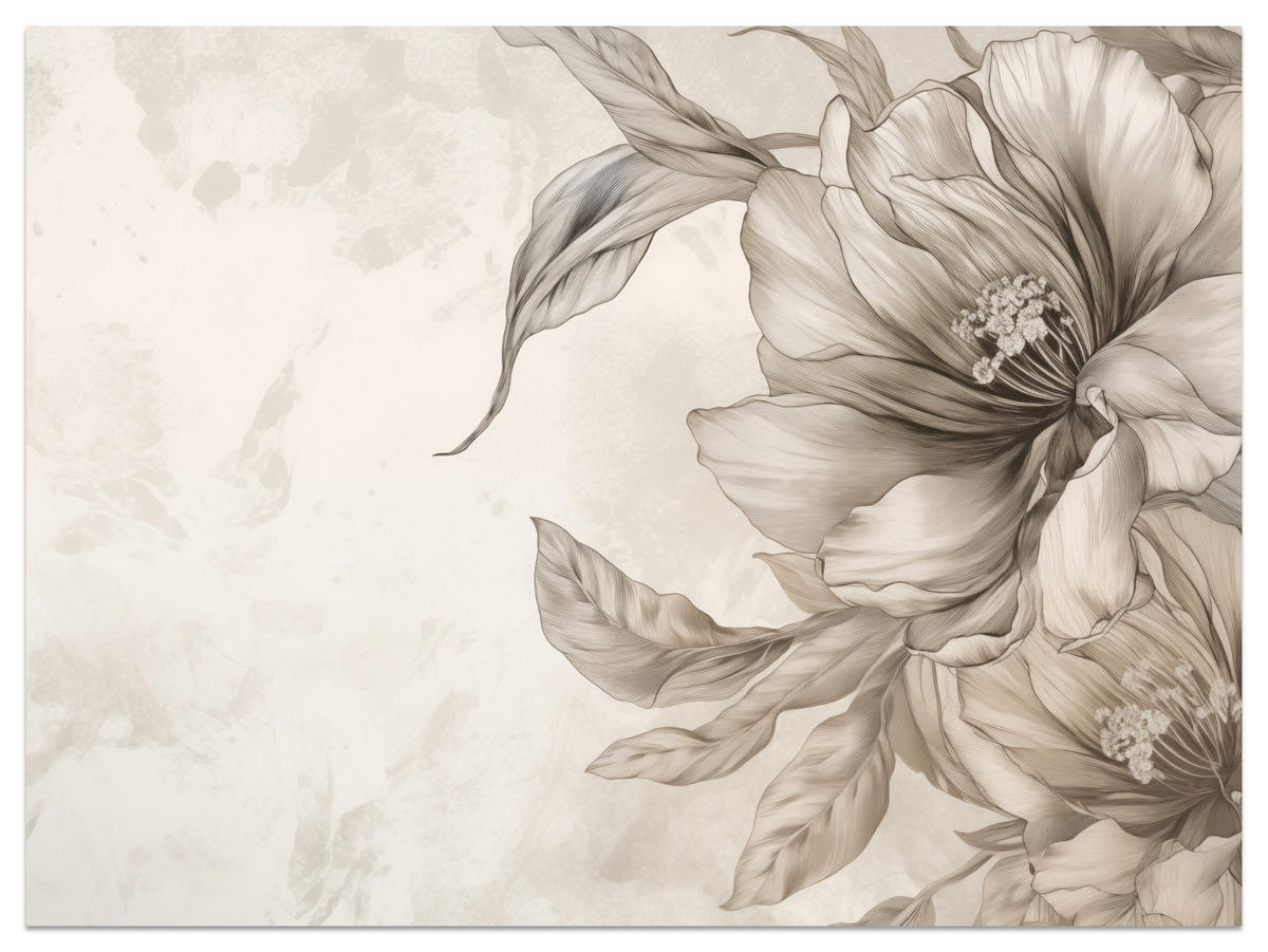 FOTOTAPETA Pre Spálňu Jemné Béžové Kvety Minimalizmus Moderná 350 x 256 cm - béžová, papier (350/256cm) - Muralo