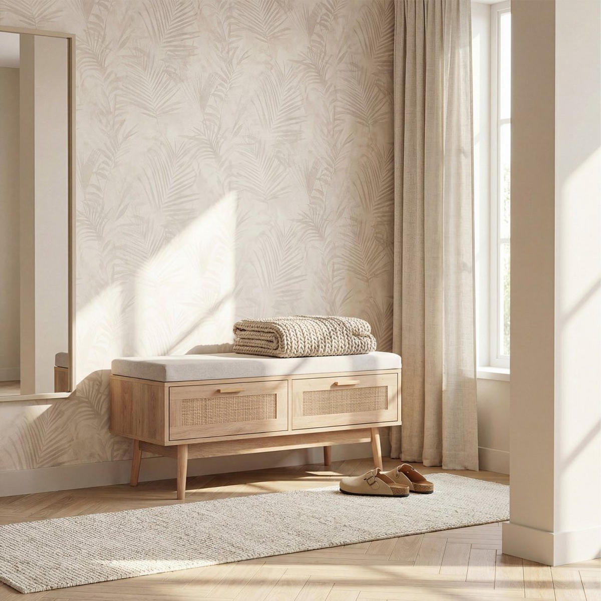 SITZBANK Tahiti Natürlich 100 cm x 50 cm - Naturfarben, Holzwerkstoff (100/50/38cm) - Klast Home