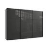 SCHWEBETÜRENSCHRANK 3-türig B300/H216/T65 cm in Anthrazit mit Glasfront inkl. Vollausstattung / 22038 - Anthrazit/Schwarz, Holzwerkstoff/Metall (300/216/65cm) - luma-home