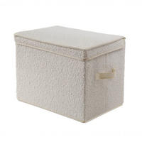 AUFBEWAHRUNGSBOX mit deckel aus bouclé-stoff in ecru - 40/28/30 cm - Ecru, Textil (30/28/30cm) - Calicosy
