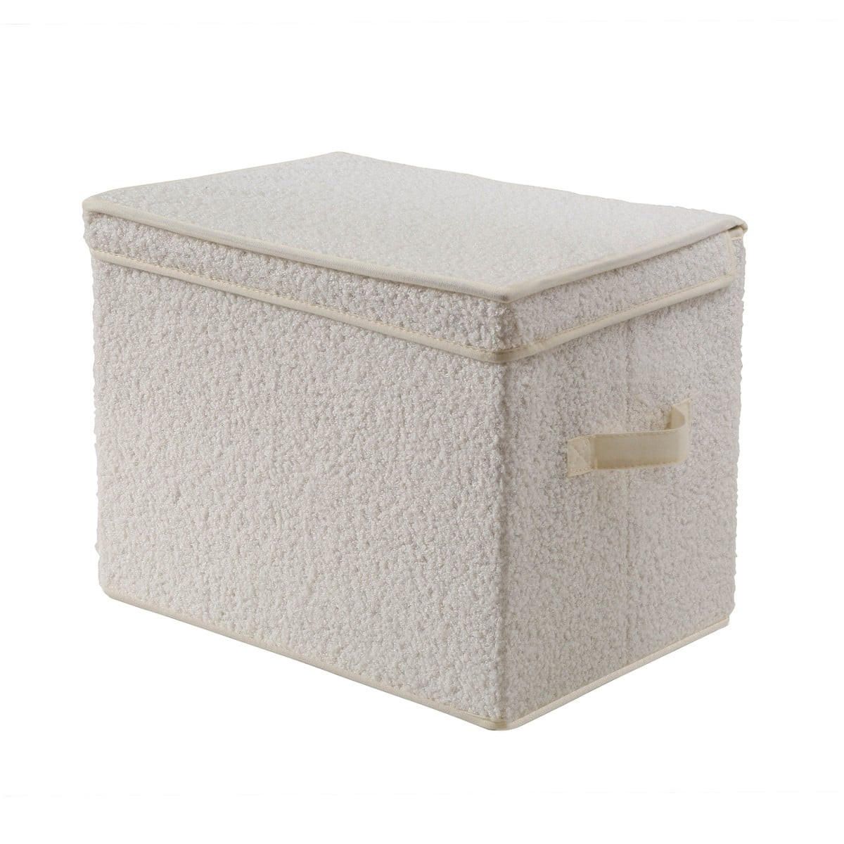 AUFBEWAHRUNGSBOX mit deckel aus bouclé-stoff in ecru - 40/28/30 cm - Ecru, Textil (30/28/30cm) - Calicosy