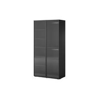 KLEIDERSCHRANK ZEN (Modular, Schwarz Matt, Geriffeltes Glas Flutes, 2-türig) - Schwarz, Holz/Holzwerkstoff (101/200/51cm) - Ravio