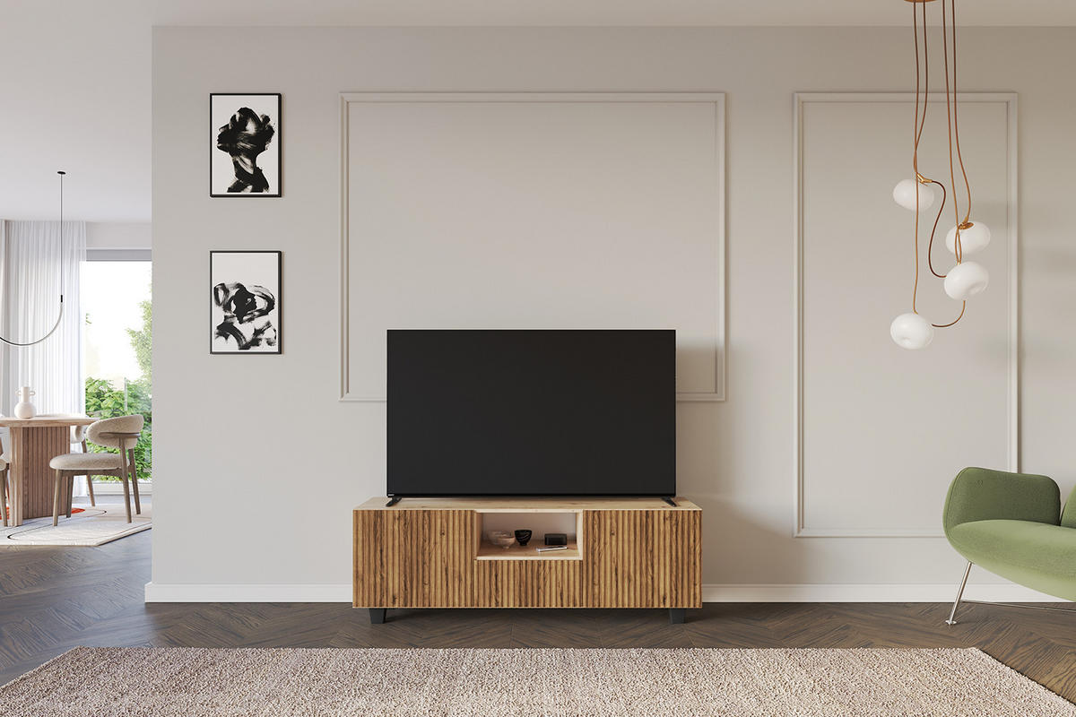 LOWBOARD NOA-2-S 140x50x41 cm - Artisan / Katania - Eiche Wotan/Schwarz, Holzwerkstoff (140/50/41cm) - ALTDECOR