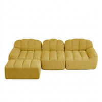 ECKSOFA 288/165/79 cm Gelb Granulatvlies mit 1 Fußhocker - Gelb, Textil (288/165cm) - Oxeza