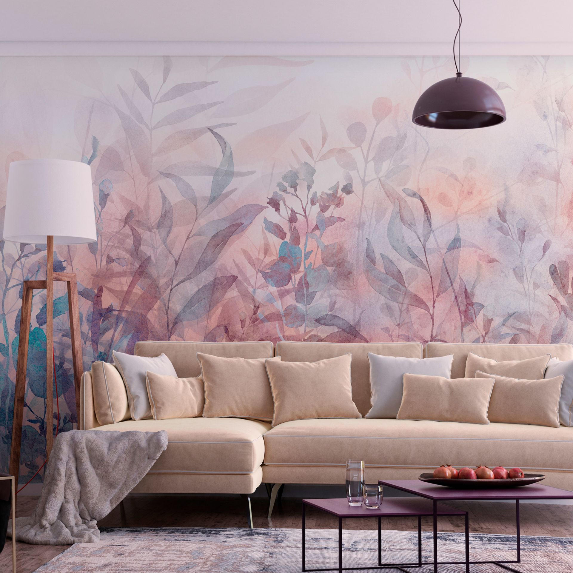 VLIESTAPETE Blau 150/105 cm - Blau/Pink, Textil (150/1cm) - KUNSTLOFT