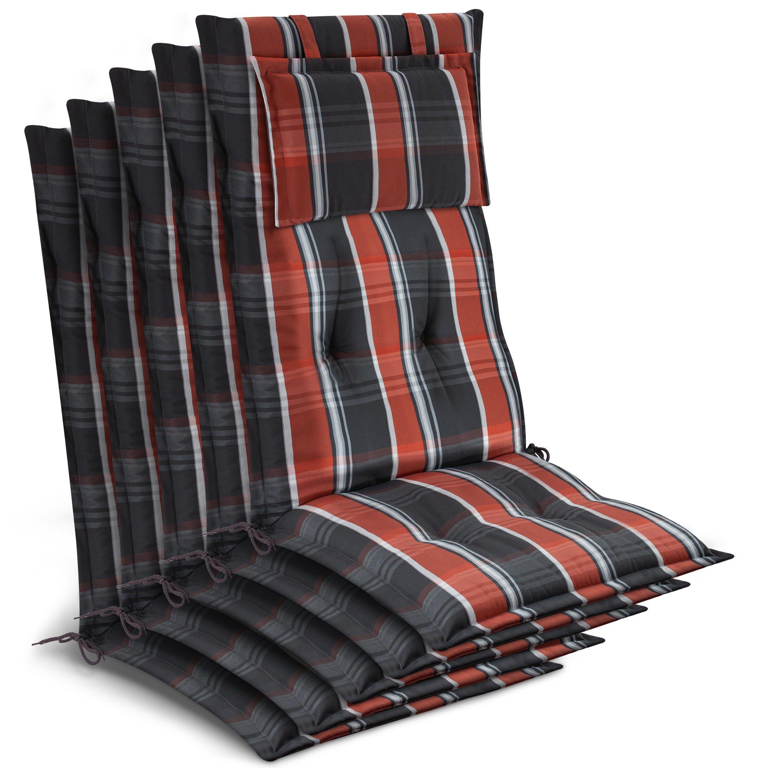 HOCHLEHNER Highlux HL 120x52x7cm Grau-Orange-Weiß-Kariert (5tlg) - Orange, Textil (52/120cm) - Beautissu 