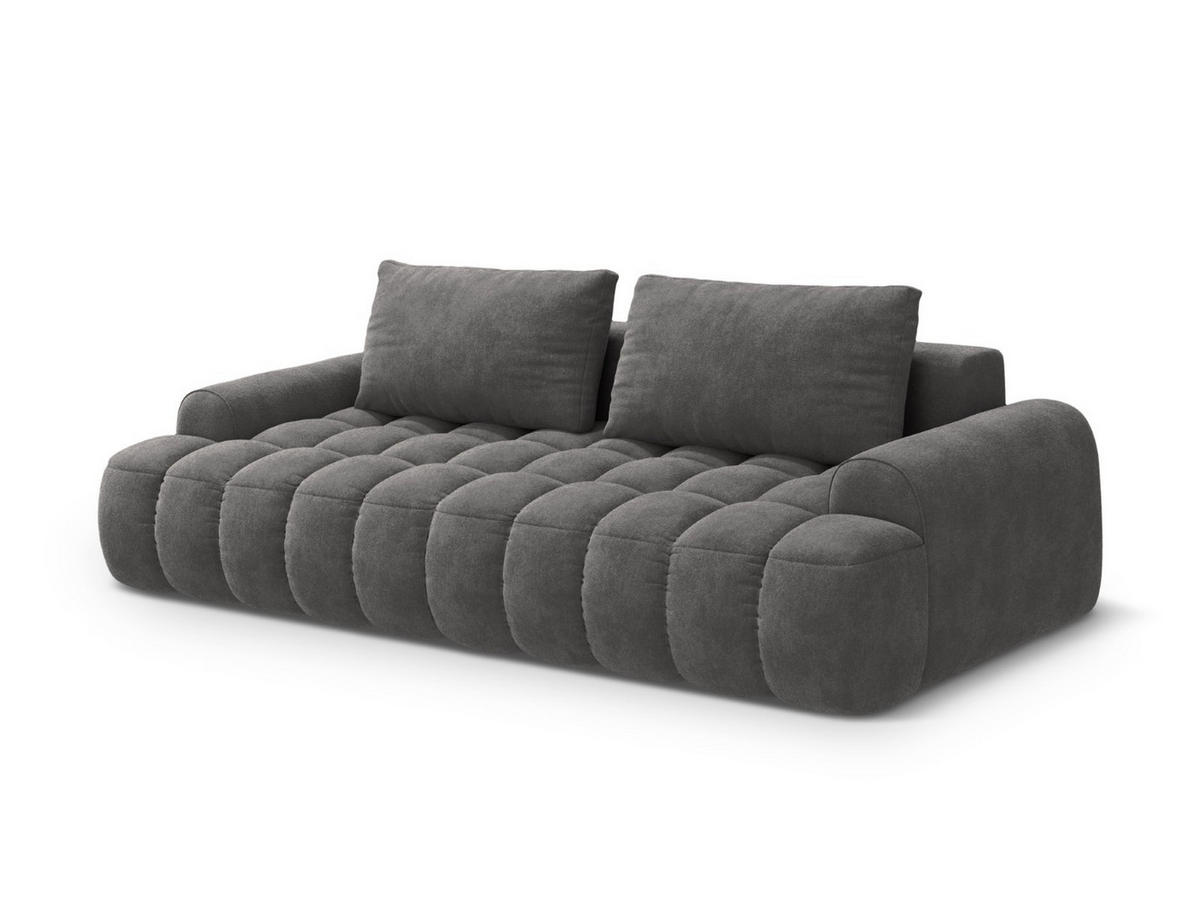 AUSKLAPPBARES-SOFA mit Bettkasten Linz aus Samt grau 4 Sitzplätze - Grau, Textil (100/84/250cm) - Cosmopolitan Design