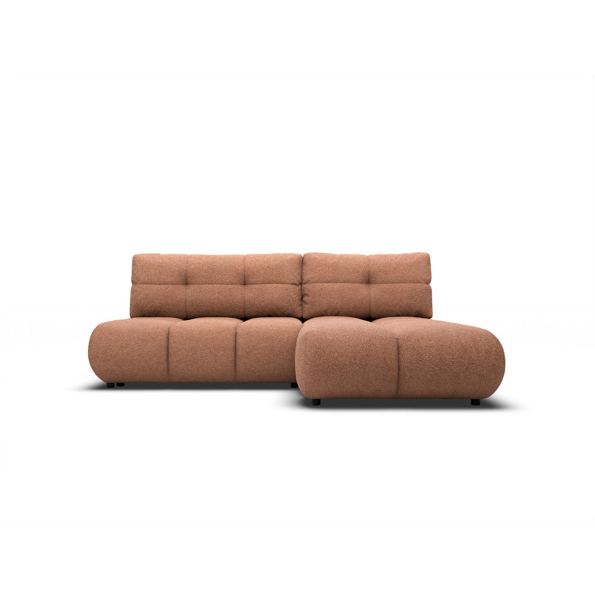 ECKSOFA CORSO R-S Orange Boucle-Stoff mit Schlaffunktion - Orange, Holz (230/177cm) - MASSENO