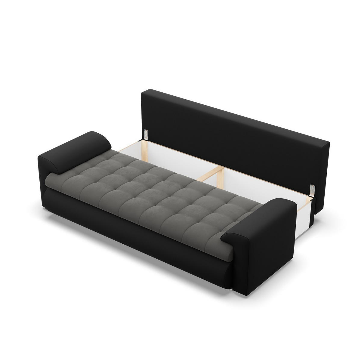 SOFA 3-SITZER MIT SCHLAFFUNKTION FORESTA, Dunkelgrau + Schwarz - Dunkelgrau/Schwarz, Textil (222/92/96cm)