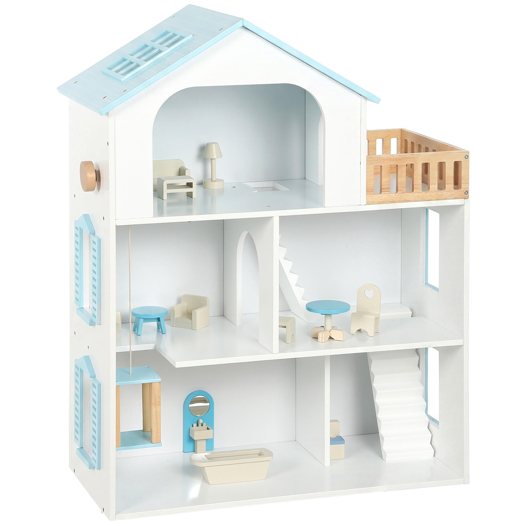 Aiyaplay Puppenhaus Blau 29.5x79.5x63.5 cm