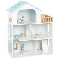 PUPPENHAUS MDF Kiefernholz Blau - Blau, Holzwerkstoff (29.5/79.5/63.5cm) - AIYAPLAY