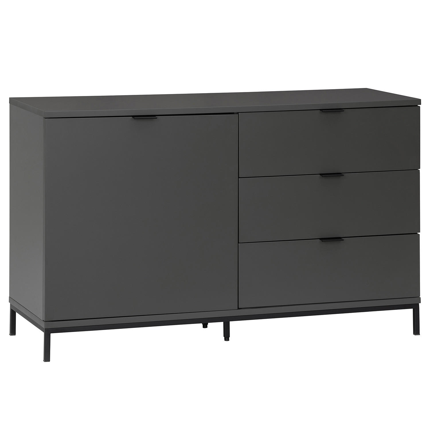 KOMMODE - Metall / MDF - 120 cm - Dunkelgrau/Schwarz, Holzwerkstoff/Metall (120/74/40cm) - home24