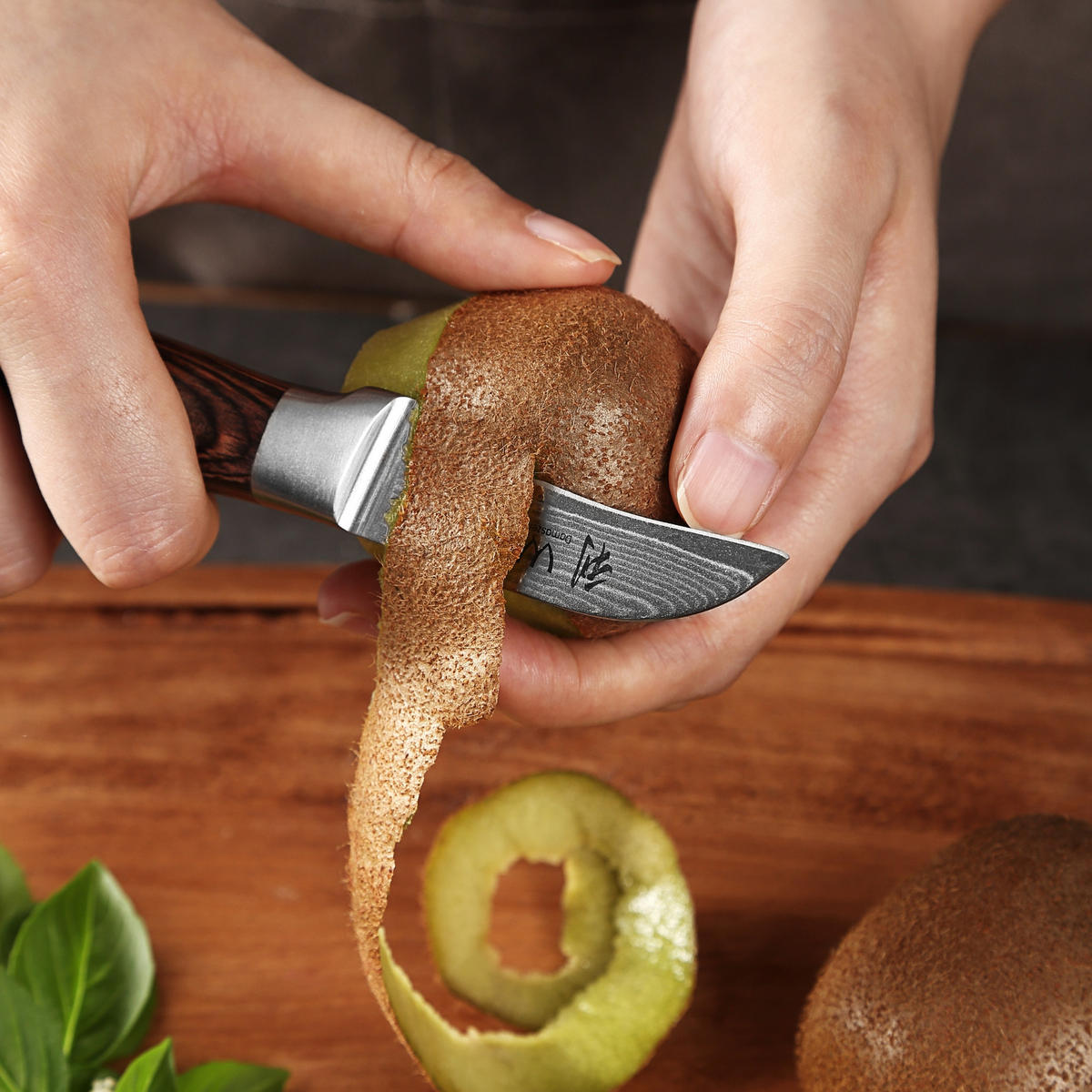 SCHÄLMESSER Edib Damast - Braun, Holz/Metall (17cm) - Wakoli