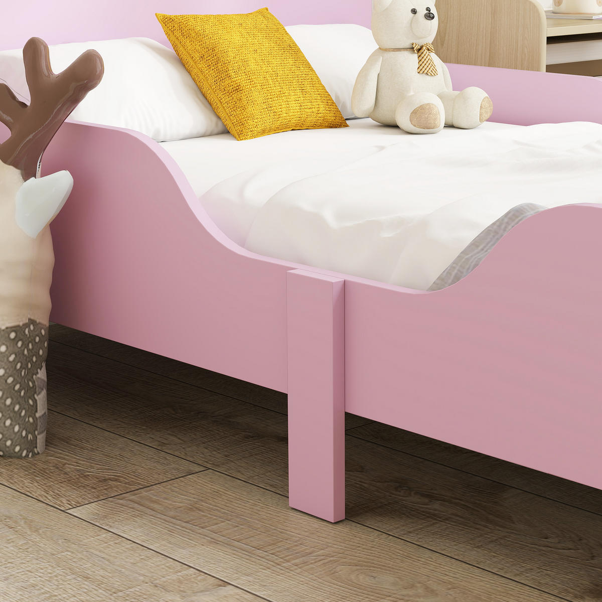 BETTGESTELL 70x140 cm DE-08236 mit Schutzgitter, aus MDF Rosa - Pink, Holzwerkstoff (70/140cm) - ComfortXL