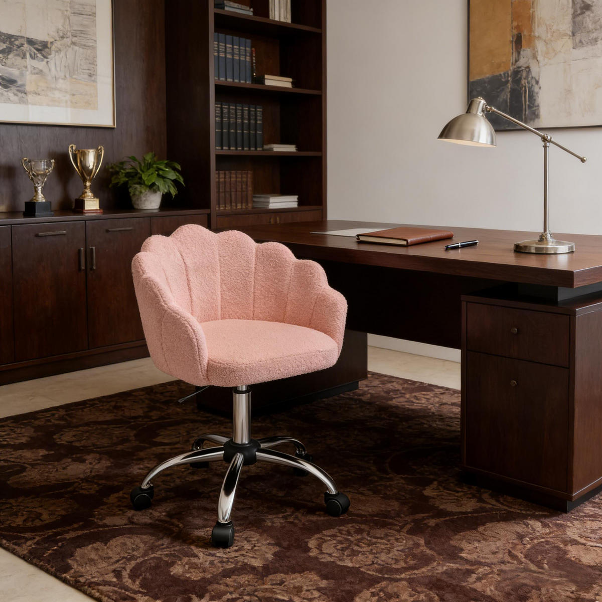 DREHSTUHL mit Blütenblatt Design höhenverstellbar 44 bis 53,5 cm - Rosa, Textil (37.5/82/55cm) - Gisaae