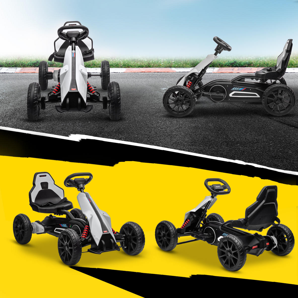GO-KART DE-06151 Elektro-Kart mit Sicherheitsgurt Weiß - Weiß, Kunststoff/Metall (100/58/58.5cm) - ComfortXL