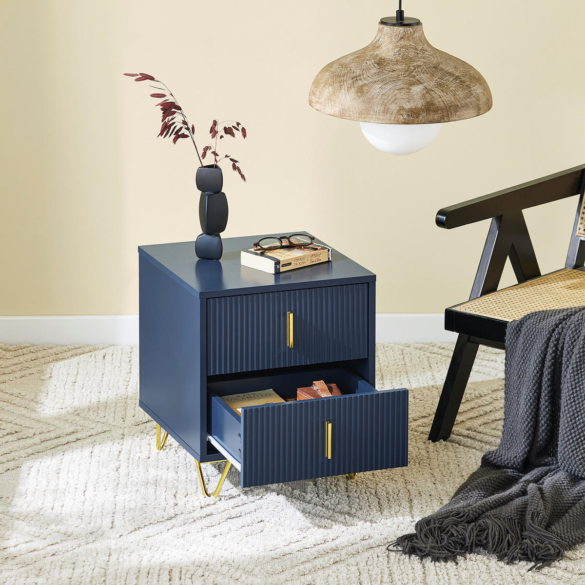 NACHTTISCH Blau - Blau, Holzwerkstoff (40/47/40cm) - SoBuy