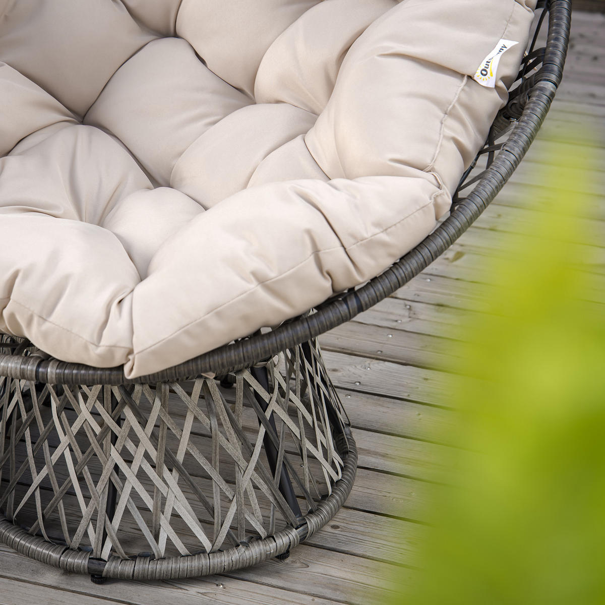 GARTEN-RELAXSESSEL DE-13564 360° drehbar, Ø97x90cm Creme - Creme, Metall (87/90/97cm) - ComfortXL