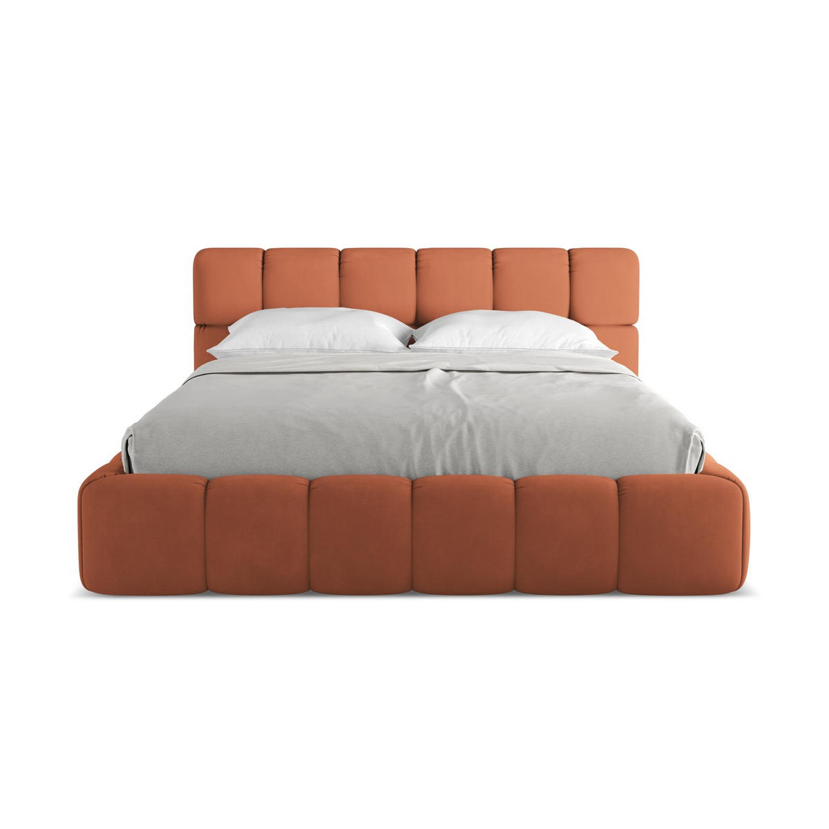 POLSTERBETT mit Bettkasten und Lattenrost 180x228 Orange - Terracotta/Schwarz, Kunststoff/Textil (160/200cm) - LaMiaSofa