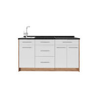 KUCHYNSKÝ BLOK Fame-Line, Biely vysoký lesk, 150 cm, AP Antracit - biela s vysokým leskom/dub medový, kompozitné drevo (150/82/60cm) - Vicco