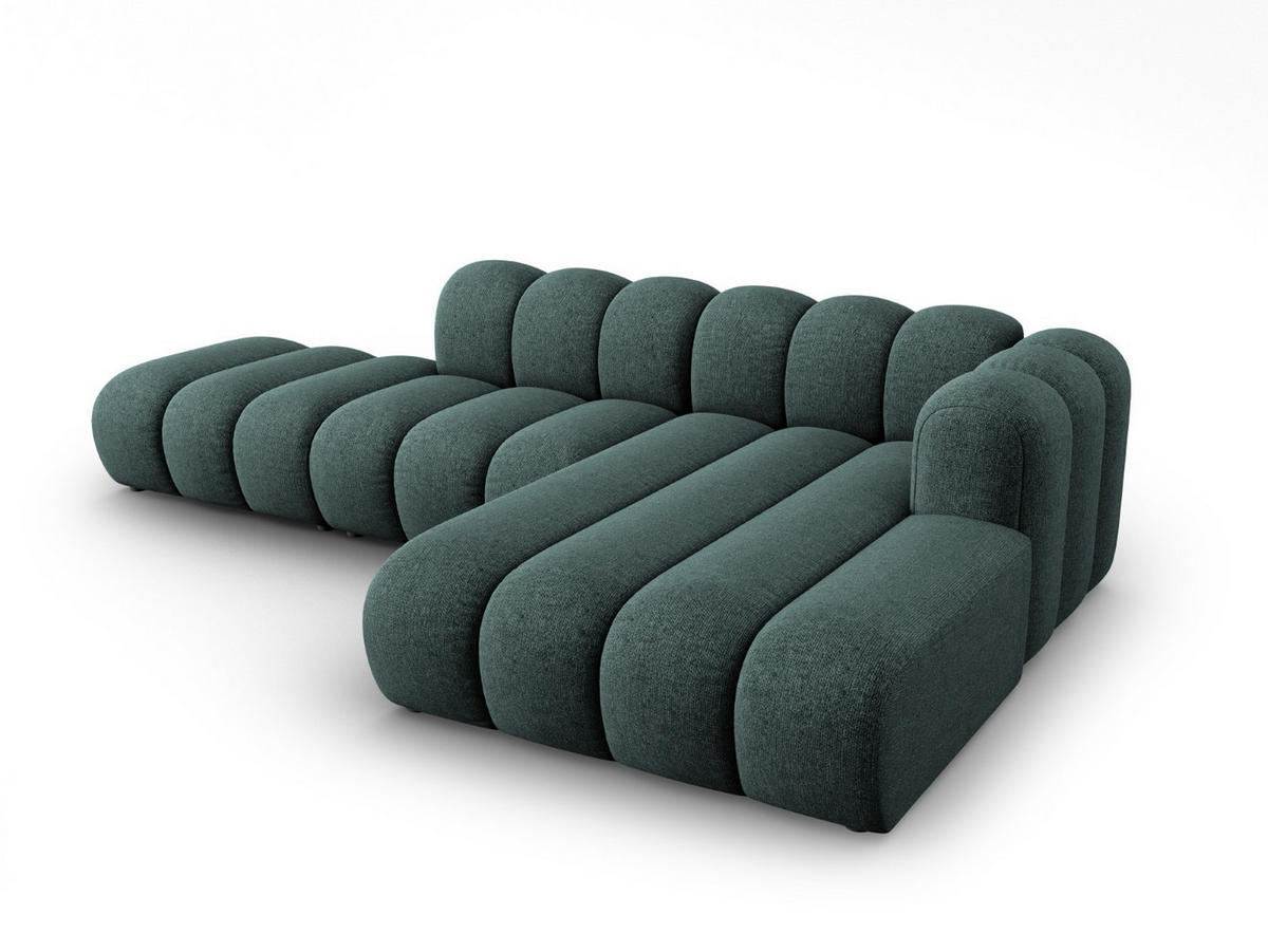 ECKSOFA modular rechts Lupine aus Chenille-Stoff petrol 5 Sitzplätze - Petrol, Textil (177/299cm) - Micadoni