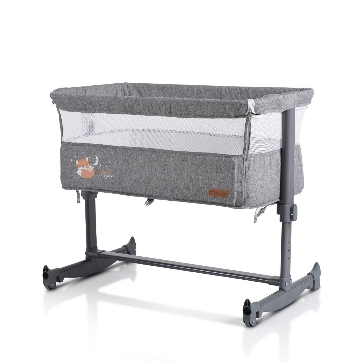 BEISTELLBETT Always Together hellgrau 82 x 50 cm, Schaukelfunktion, 5-fach verstellbar, 30° Neigung - Grau, Metall (50/82cm) - Cangaroo
