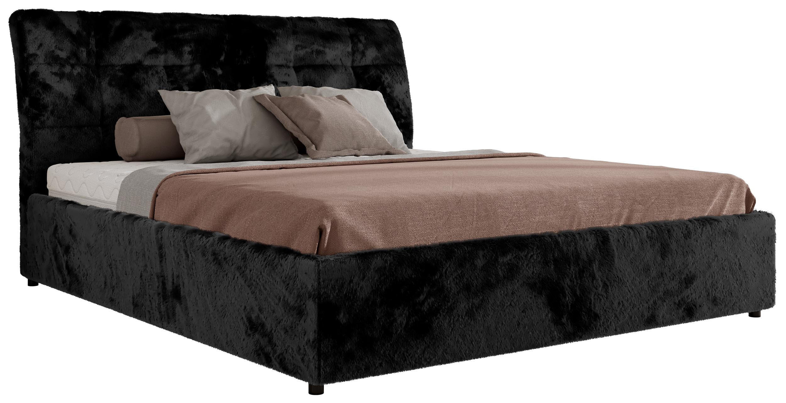 POLSTERBETT GALA CLASSIC 200/200 - Schwarz Plüsch - ohne Matratze - Schwarz, Textil (200/200cm) - MKS
