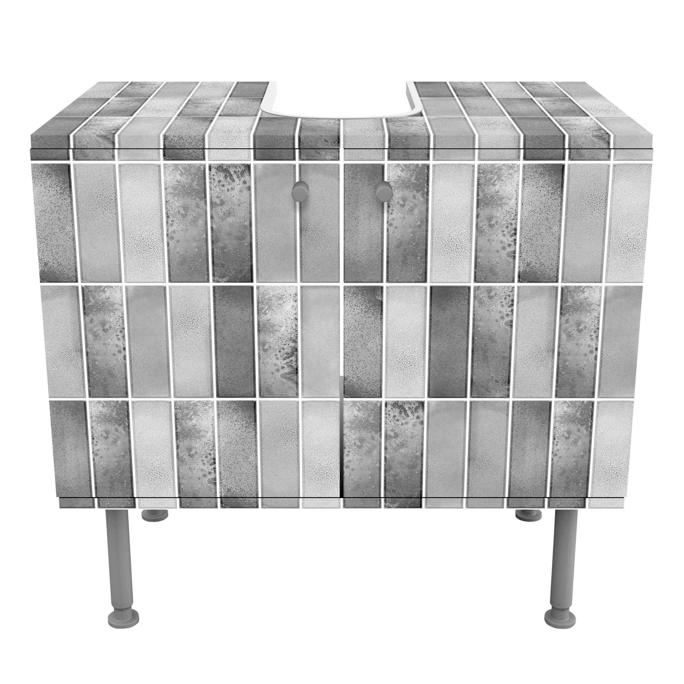 WASCHBECKENUNTERSCHRANK Metro Fliesen Keramikoptik Grau 60/55/35 cm - Grau, Holzwerkstoff (60/55/35cm) - Bilderwelten
