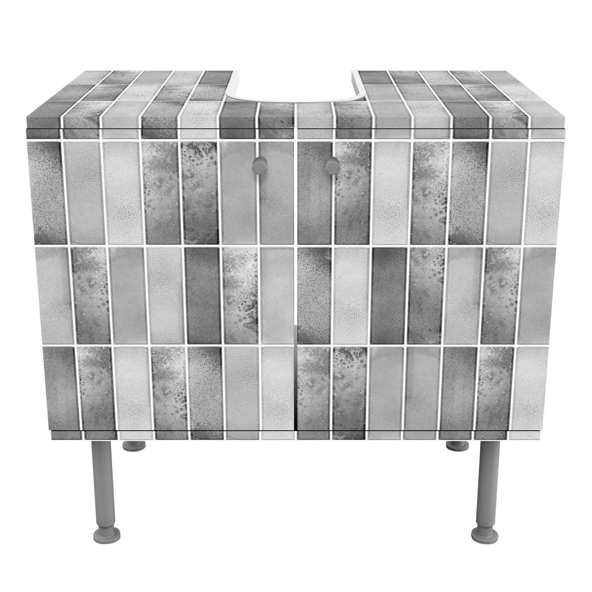 WASCHBECKENUNTERSCHRANK Metro Fliesen Keramikoptik Grau 60/55/35 cm - Grau, Holzwerkstoff (60/55/35cm) - Bilderwelten