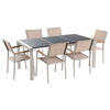 GARTENMÖBEL SET 6-Sitzer Naturstein schwarz poliert beige Grosseto - Beige/Silberfarben, Metall - Beliani