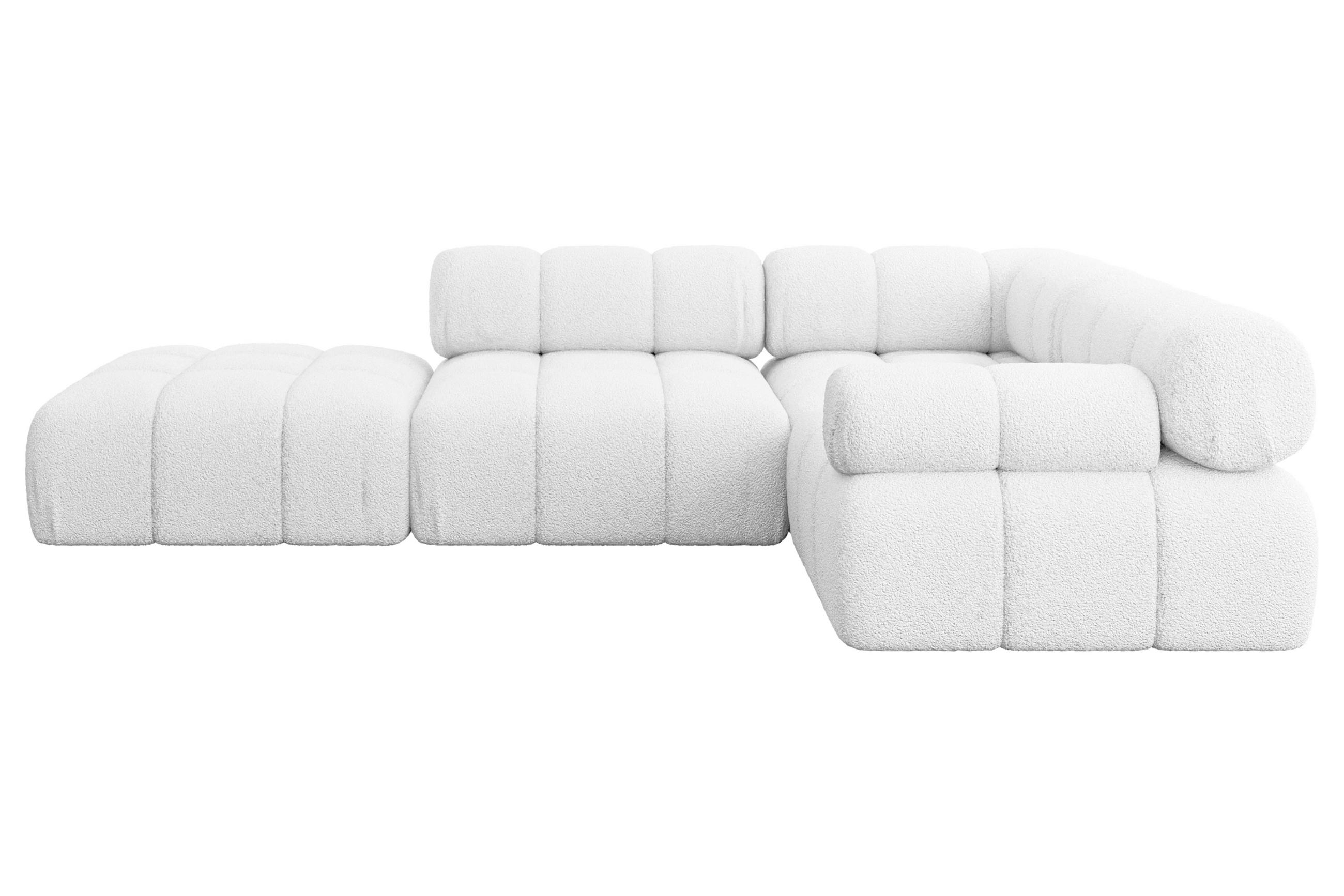 ECKSOFA modulares Sofa Felto-L1 - 285x190x70 cm Weiß Bouclé - Weiß, Holzwerkstoff/Textil (285/190cm) - ALTDECOR