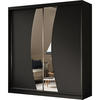 SCHWEBETÜRENSCHRANK Vox 200/216/61 schwarz mit Spiegel und Schubladen - Schwarz, Holzwerkstoff (200/216/61cm) - Beautysofa