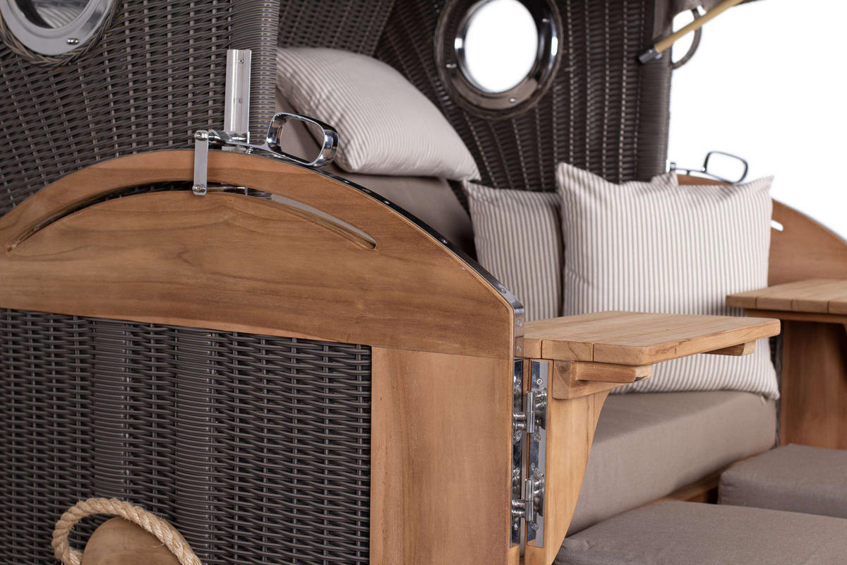 STRANDKORB XL Schillig Bullauge - Taupe/Braun, Metall (142/170/95cm) - Mr. Deko