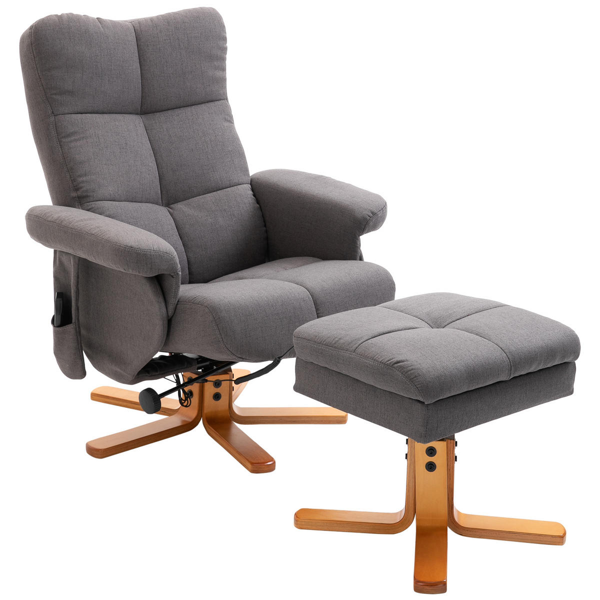 MASSAGESESSEL DE-15359 145° neigbar mit Stauraum und Kopfstütze - Dunkelgrau, Textil (86/99/80cm) - ComfortXL