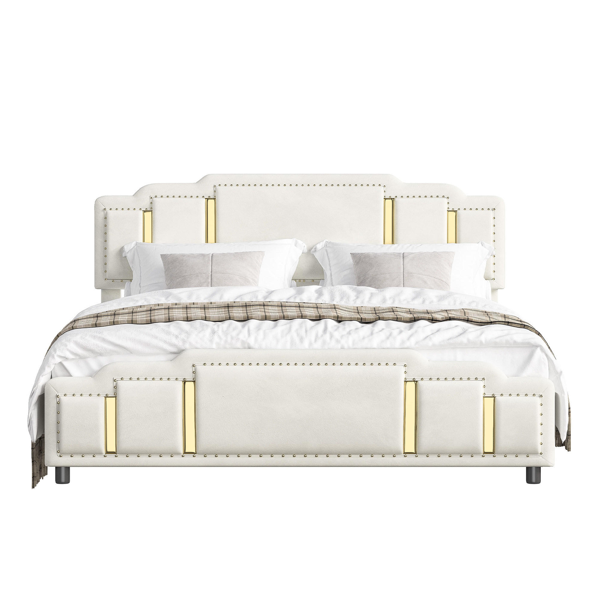 POLSTERBETT 140/200 cm mit LED-Beleuchtung, hydraulischem Bettkasten und Samtbezug, Beige - Beige, Textil (140/200cm) - Redom