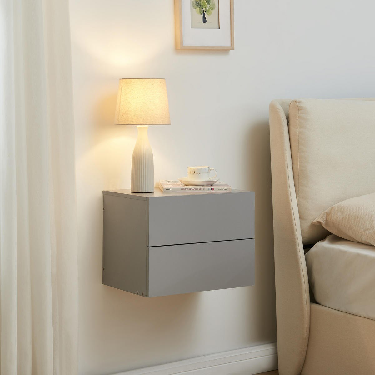 WANDREGAL Ampfing - Hellgrau, Holzwerkstoff (40/30/29cm) - [en.casa]