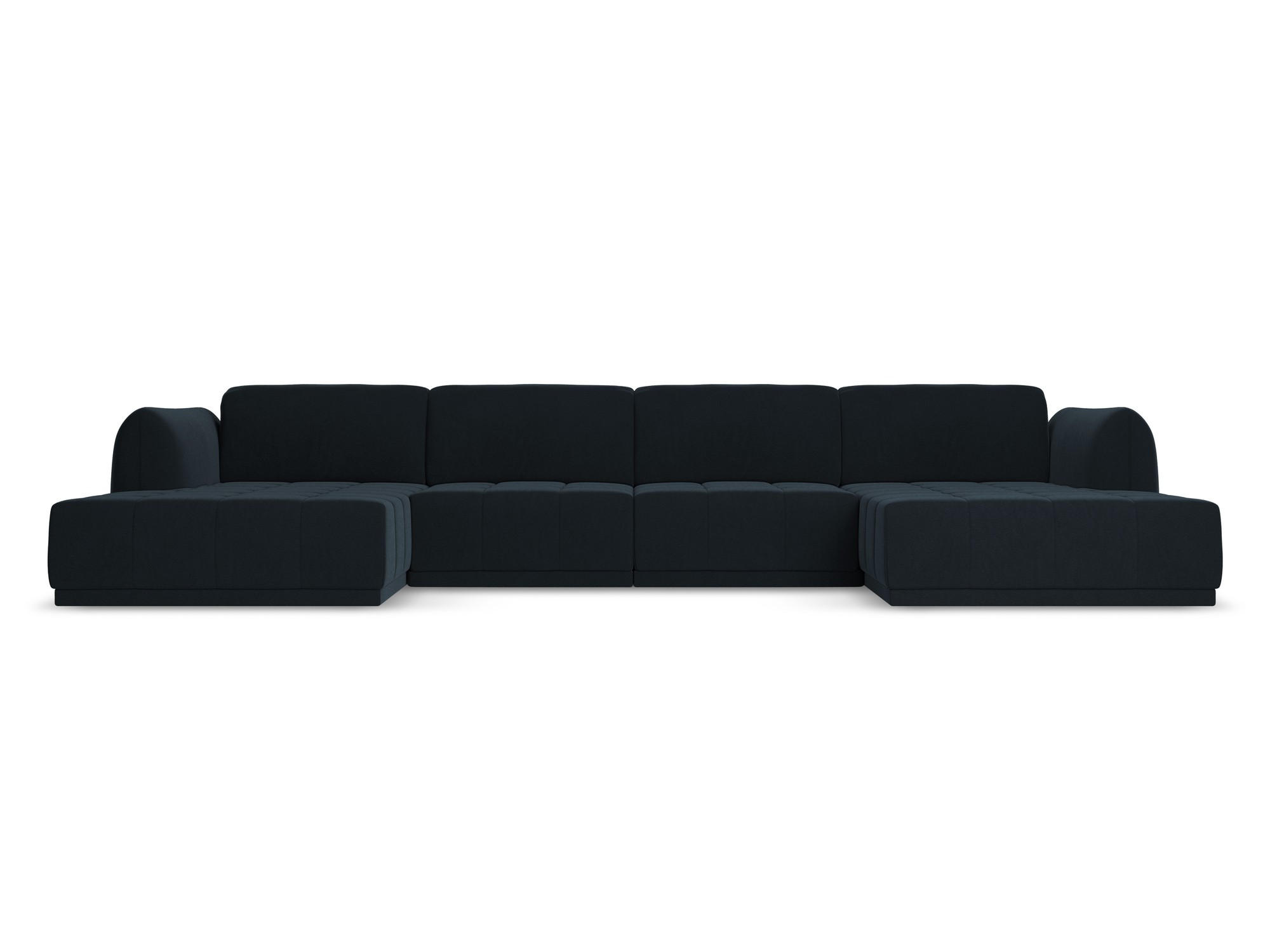 WOHNLANDSCHAFT Samt Stoff Blau - Blau/Schwarz, Kunststoff/Textil (370/74/170cm) - Makamii