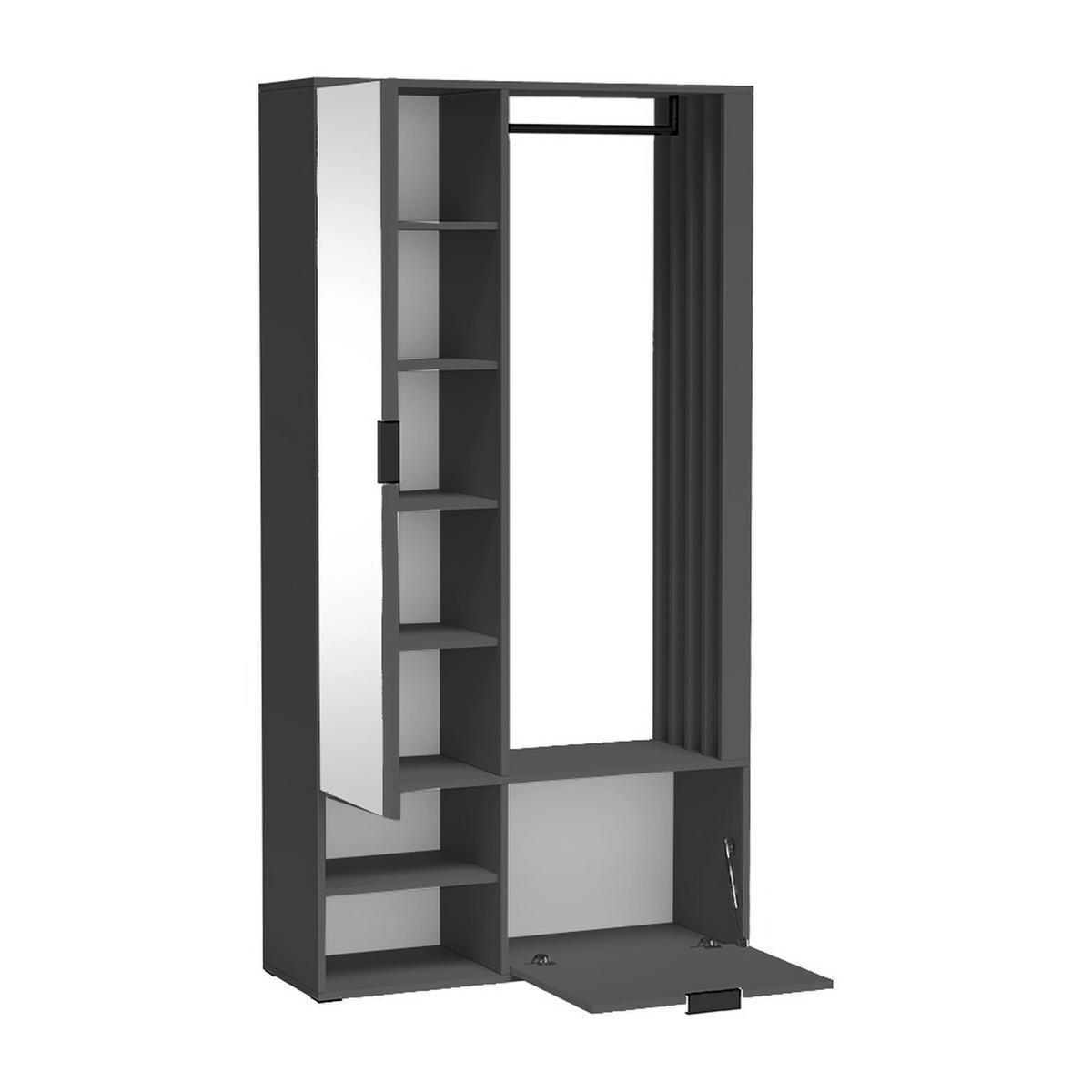 GARDEROBE Milo Uni 100 x 189,4 x 33 cm Graphit - Graphitfarben, Holzwerkstoff/Metall (100/189.4/33cm) - Koseto