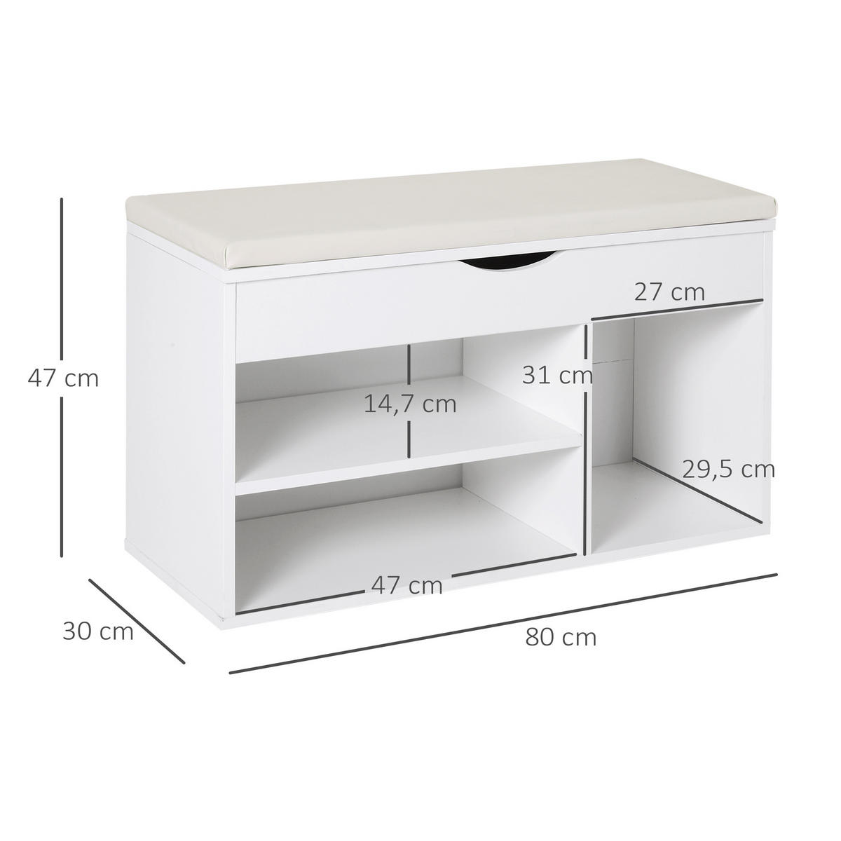 SCHUHBANK Weiß 1 Stück - Weiß, Kunststoff (30/47/80cm) - GiPP