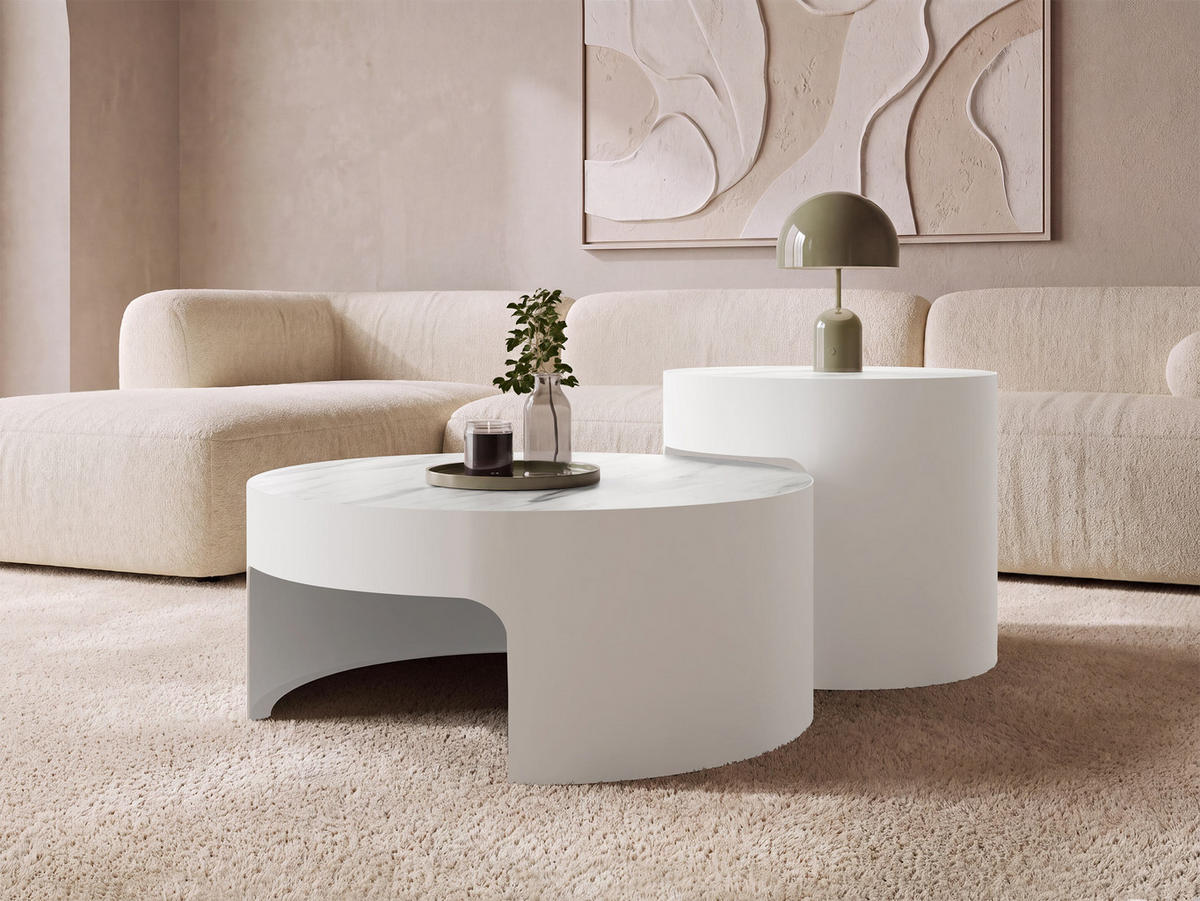 COUCHTISCH-SET Vellaro - Weiß, Holzwerkstoff/Metall (76/76/32cm) - MIRJAN24