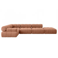 ECKSOFA modulares Sofa Felto-L2 - 380x190x70 cm Apricot Velours - Koralle, Holzwerkstoff/Textil (380/190cm) - ALTDECOR