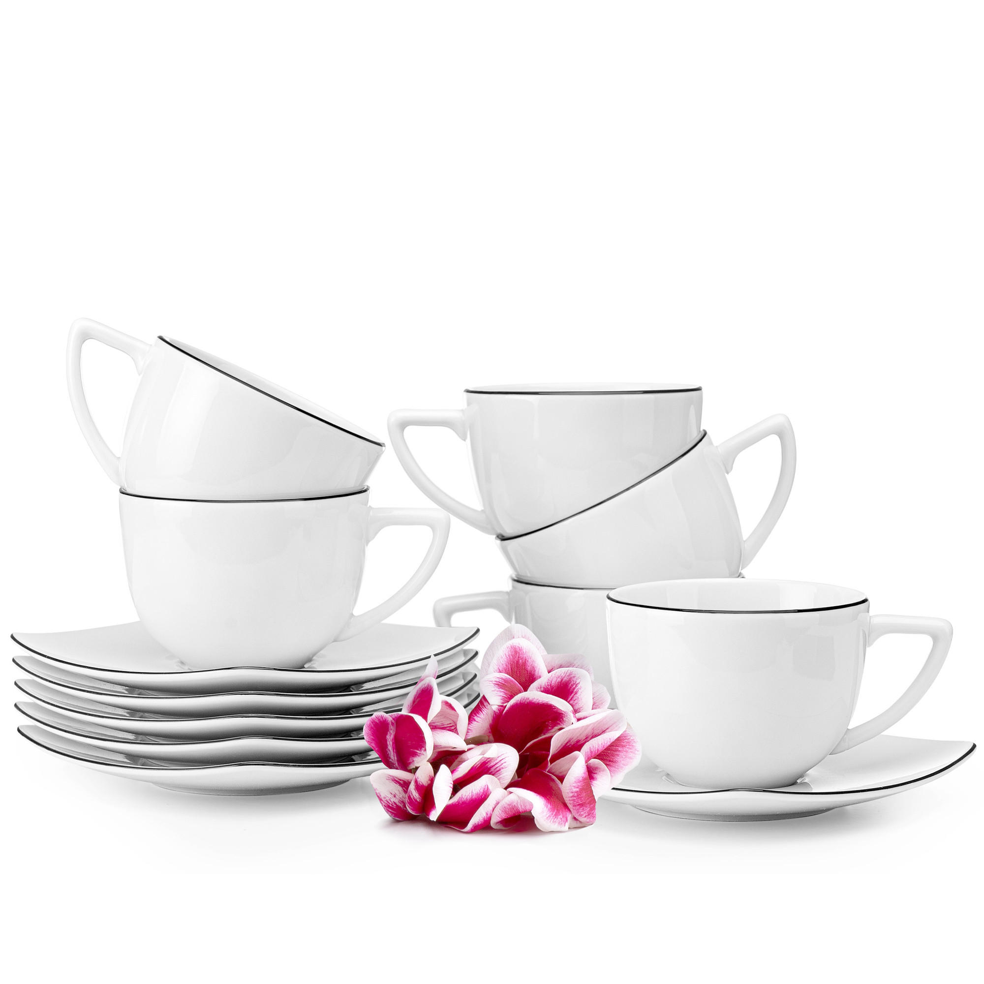 KAFFEETASSENSET CARLINA 12-tlg - Weiß, Keramik (14/2/14cm) - KONSIMO®