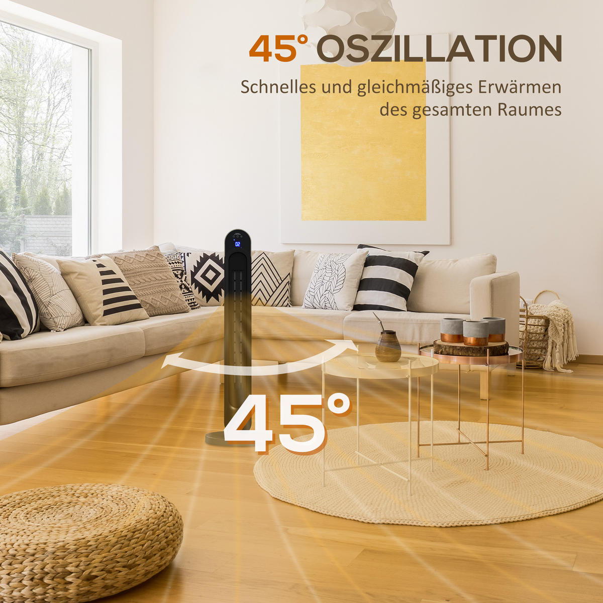 HEIZGERÄT mit 3 Modi, Fernbedienung 2200W Keramik - Silberfarben, Kunststoff (25/73.5/25cm) - HOMCOM