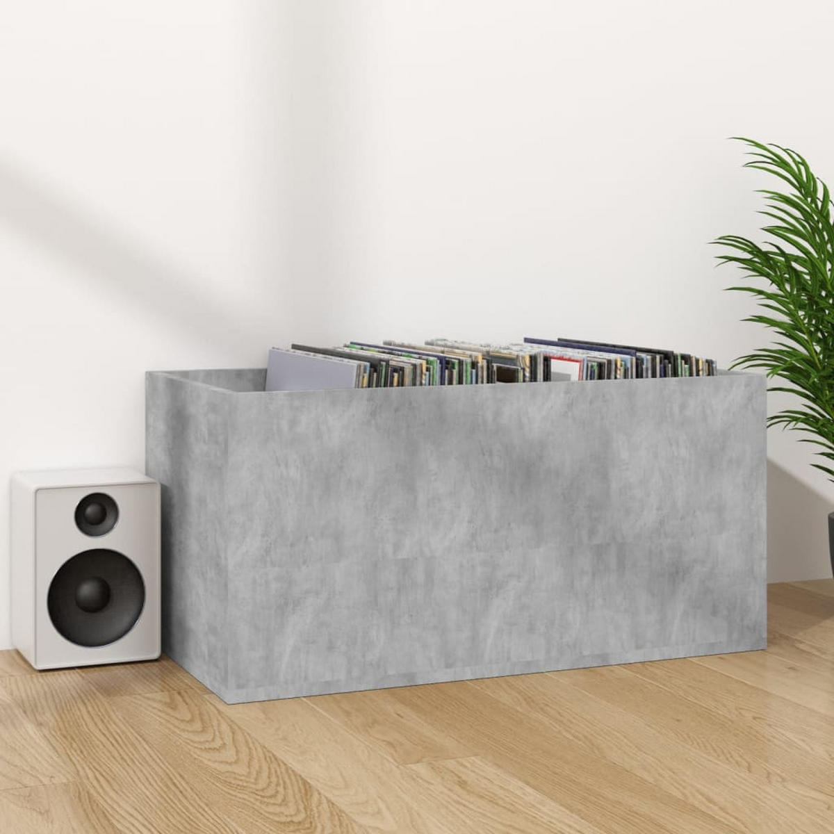 SCHALLPLATTEN-AUFBEWAHRUNGSBOX Betongrau 71/34/36 Cm - Grau, Holz (34/34/71cm) - vidaXL