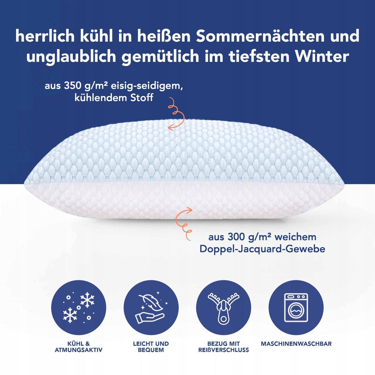WOLKENKISSEN 70x50 - Weiß, Textil (70/50cm) - KomfortKissen