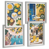 BILDER SET 4er Set - 50x50 cm & 40x60 cm Silberner Rahmen - Patio Sun Limonade - Silberfarben, Kunststoff (50/50cm) - TULUP