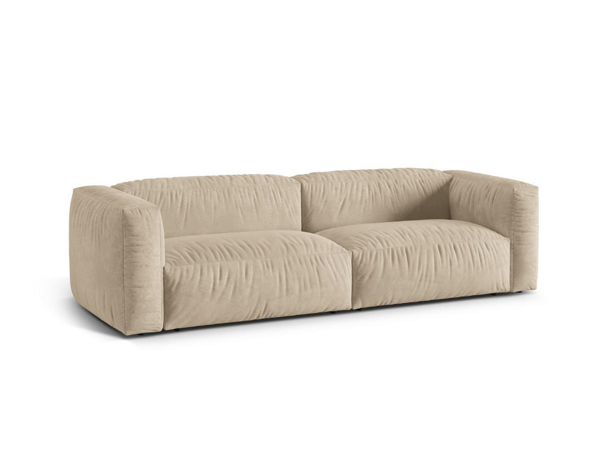 SOFA modular Martina aus Samt leichtes beige 3 Sitzplätze - Creme, Textil (240/75/106cm) - Micadoni